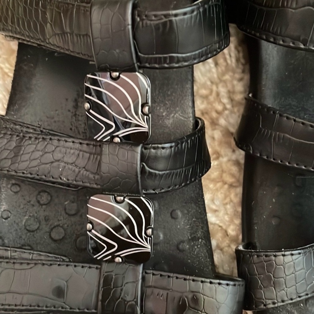 Vionic Amber Adjustable Black Crocodile Sandals W… - image 5